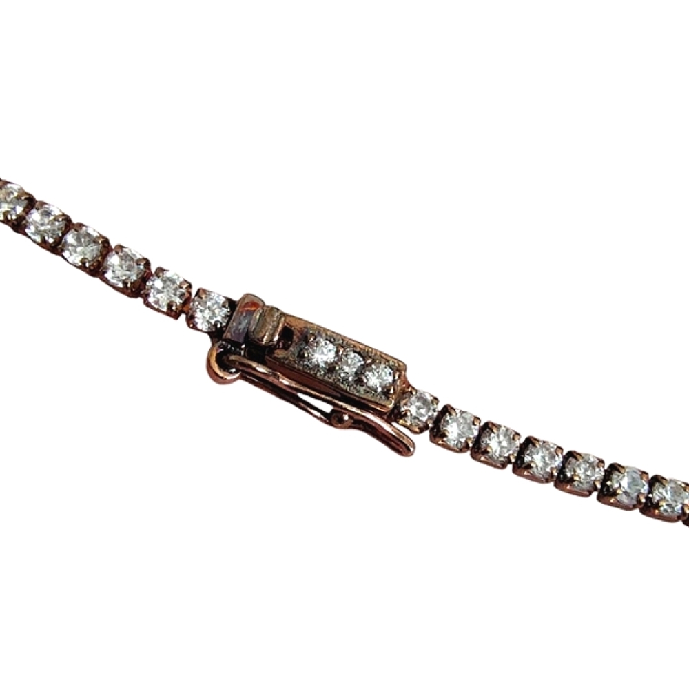 Sterling Silver '925' Gold Vermeil Clear Rhinestone Evil Eye Tennis Bracelet - Picture 8 of 10
